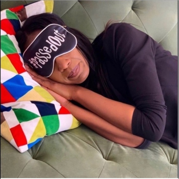 Silk Sleeping Eye Mask Hashtag PassedOut Black - Picture 2 of 13